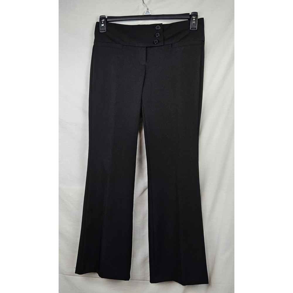 Joe Benbasset Black Wide Waistband Dress Pants Flare Leg Trousers Size 5S Y2k